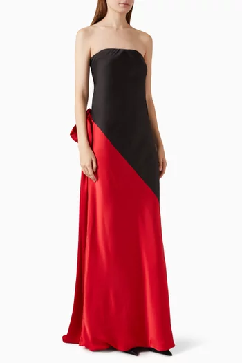 Spliced Bow Gown in Satin