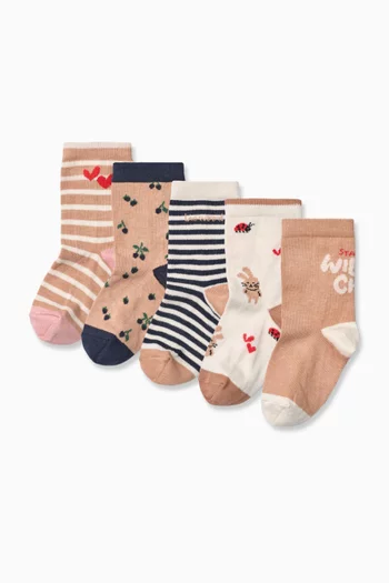 Silas Socks in Cotton Blend, Set of 5