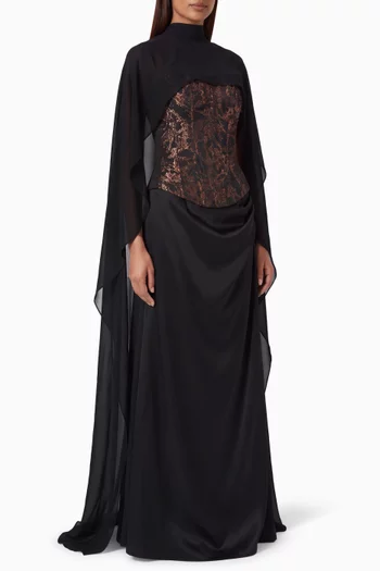 Jacquard Corset Maxi Dress