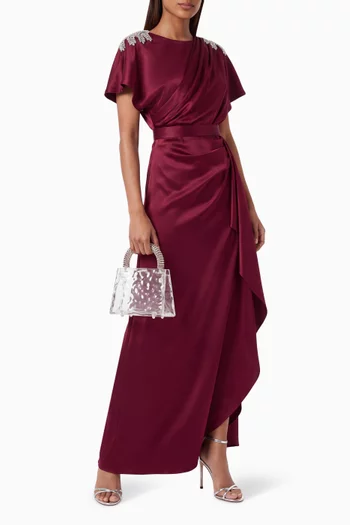 Embellished Dress in Satin