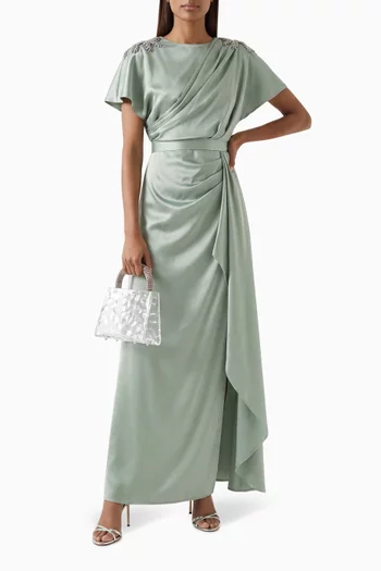 Embellished Dress in Satin