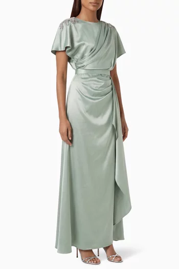 Embellished Dress in Satin