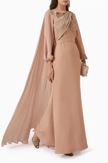 Cape-sleeve Dress