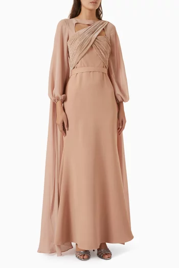 Cape-sleeve Dress