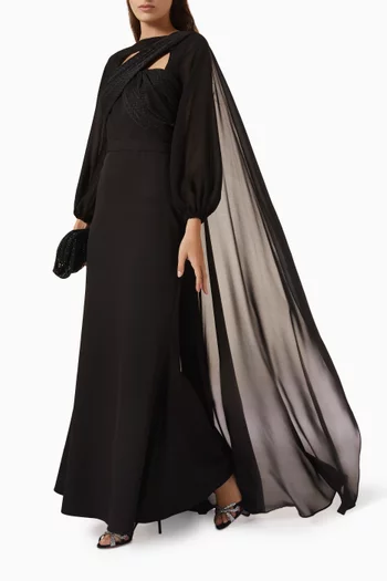 Cape-sleeve Dress