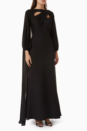 Cape-sleeve Dress