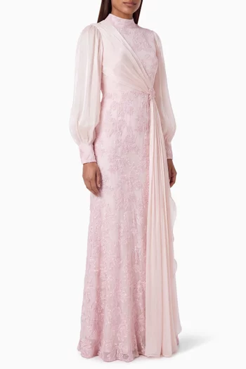 Sequin-embellished Dress in Chiffon & Organza