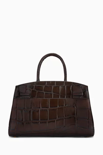 Medium Hudson Top-handle Bag in Croc-effect Leather