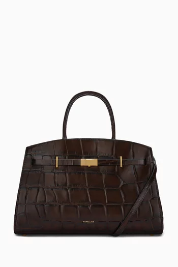 Medium Hudson Top-handle Bag in Croc-effect Leather