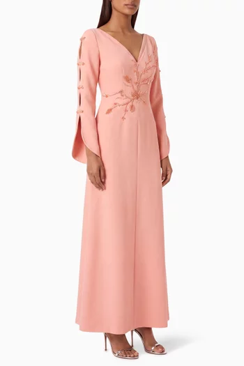Shawl-collar Gown in Crepe