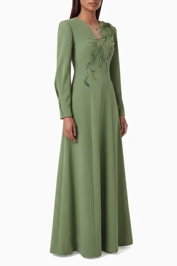 Deep V-neck Gown in Crepe