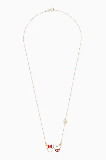Disney Mickey & Minnie Diamond Necklace in 18kt Gold