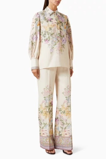 Floral-print Shirt & Pants Set
