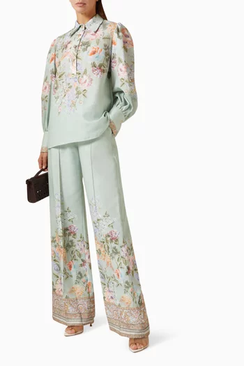 Floral-print Shirt & Pants Set