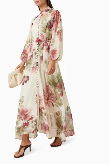 Floral-print Belted Dress