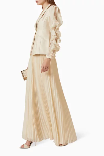 Ruffle Sleeve Shawl-collar Blazer