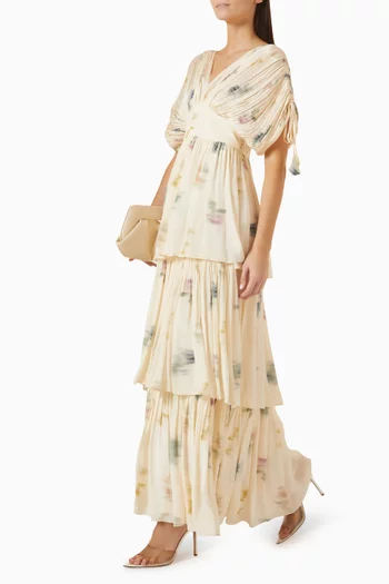 Tiered Dress in Viscose Blend