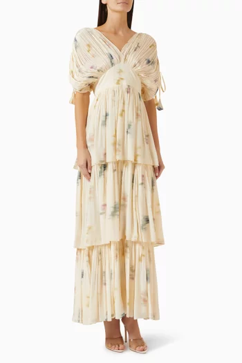 Tiered Dress in Viscose Blend