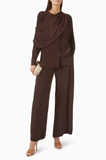 Draped Top & Pants Set in Crepe