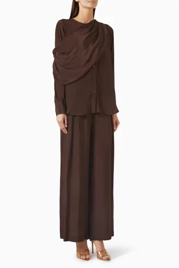 Draped Top & Pants Set in Crepe