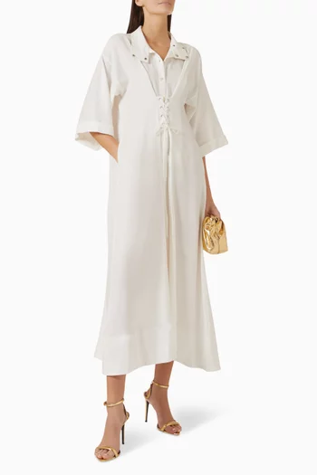 Lace-up Dress in Crepe