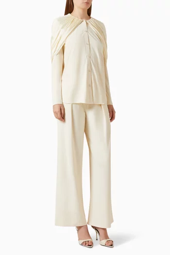 Gathered Top & Pants Set in Satin