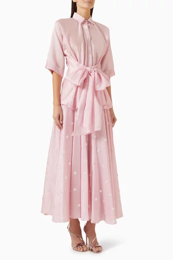 Tie-waist Top & Skirt Set in Chanderi
