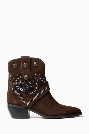 Mekala Embroidered Boots in Suede