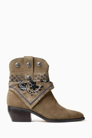 Mekala Embroidered Boots in Suede