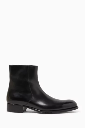 Edgar Zip Boots in Burnished Leather