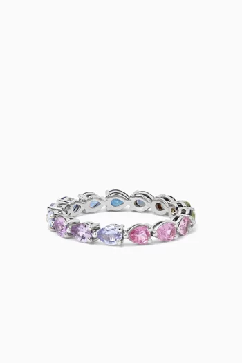 Multi Pear Sapphire Ring in 18kt White Gold