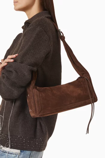 Box East West Medium Shoulder Bag in Suede