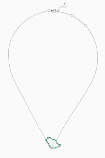 Saudi Map Heart Emerald & Diamond Necklace in 18kt Gold