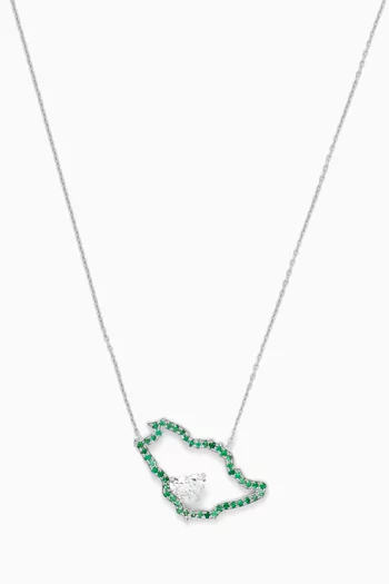 Saudi Map Heart Emerald & Diamond Necklace in 18kt Gold