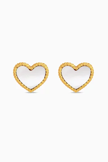 Vivante Heart Mother-of-Pearl Earrings in 18kt Gold