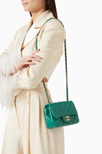 Mini Classic Square Flap Bag in Quilted Lambskin Leather