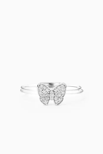Float Butterfly Diamond Ring in 18kt White Gold