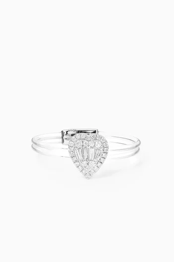 Float Heart Diamond Ring in 18kt White Gold