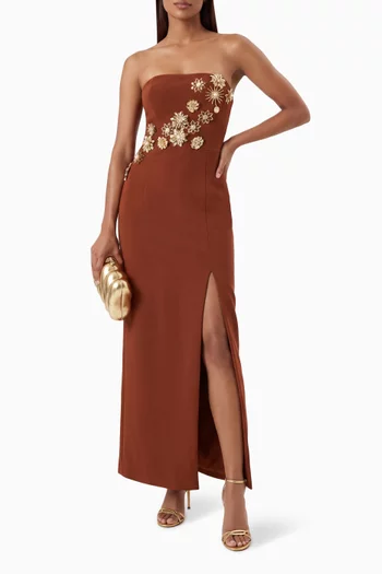 Solae Rhinestone-embellished Gown in Crepe