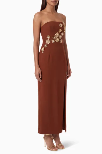 Solae Rhinestone-embellished Gown in Crepe