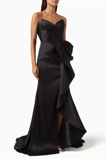 Ruffle Slit Gown