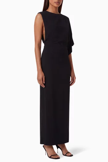 Draped Sleeve Cutaway Gown
