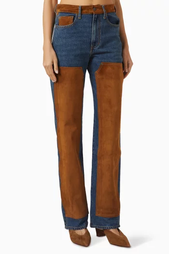 Dylan Suede-panel Jeans in Denim