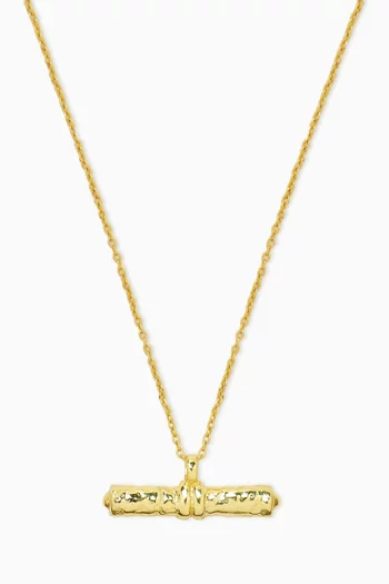 Hammered Toggle Pendant Necklace in 18kt Gold-plated Bronze