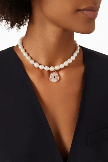 Freshwater Pearl Choker in 18kt Gold-plated Bronze