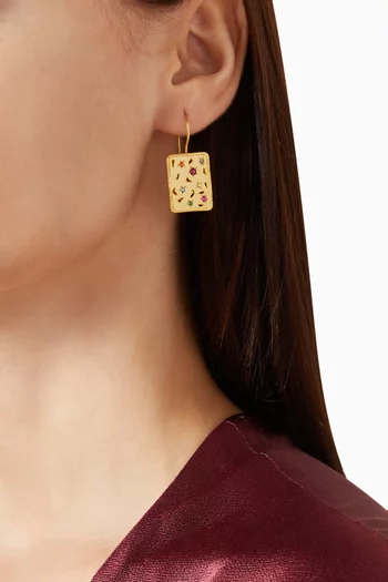 Rectangular Drop Earrings in 18kt Gold-plated Bronze