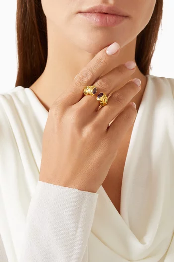 Art Deco Amethyst Ring in 18kt Gold-plated Bronze