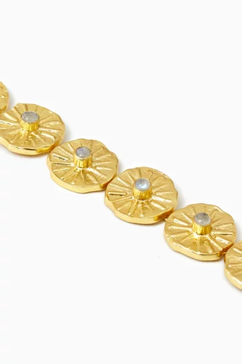 SUN BURST COINS WITH HANDCUT GEMSTONE CENTERS TO MAKE A BOLD CHOKER WITH 18K GOLD MICROPLATING:White    :One Size|220136694