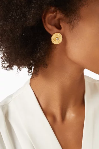 Sunburst Coin Stud Earrings in 18kt Gold-plated Bronze