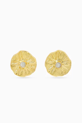 Sunburst Coin Stud Earrings in 18kt Gold-plated Bronze